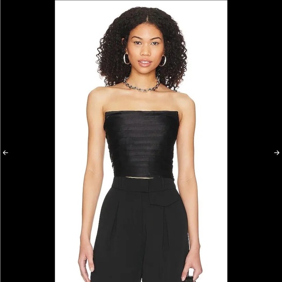 Astr Tops - ASTR the label strapless black layered cropped tube top with elastic band
